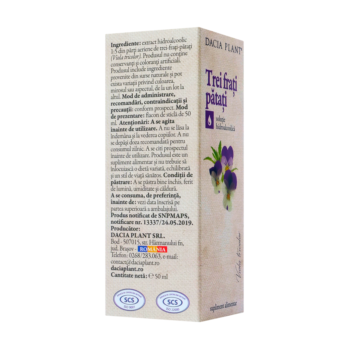 Tinctura trei frati patati 50 ml Dacia Plant