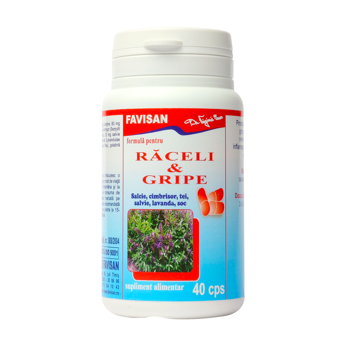 Raceli si gripe salcie, cimbrisor, tei, salvie, lavanda, soc 40 capsule