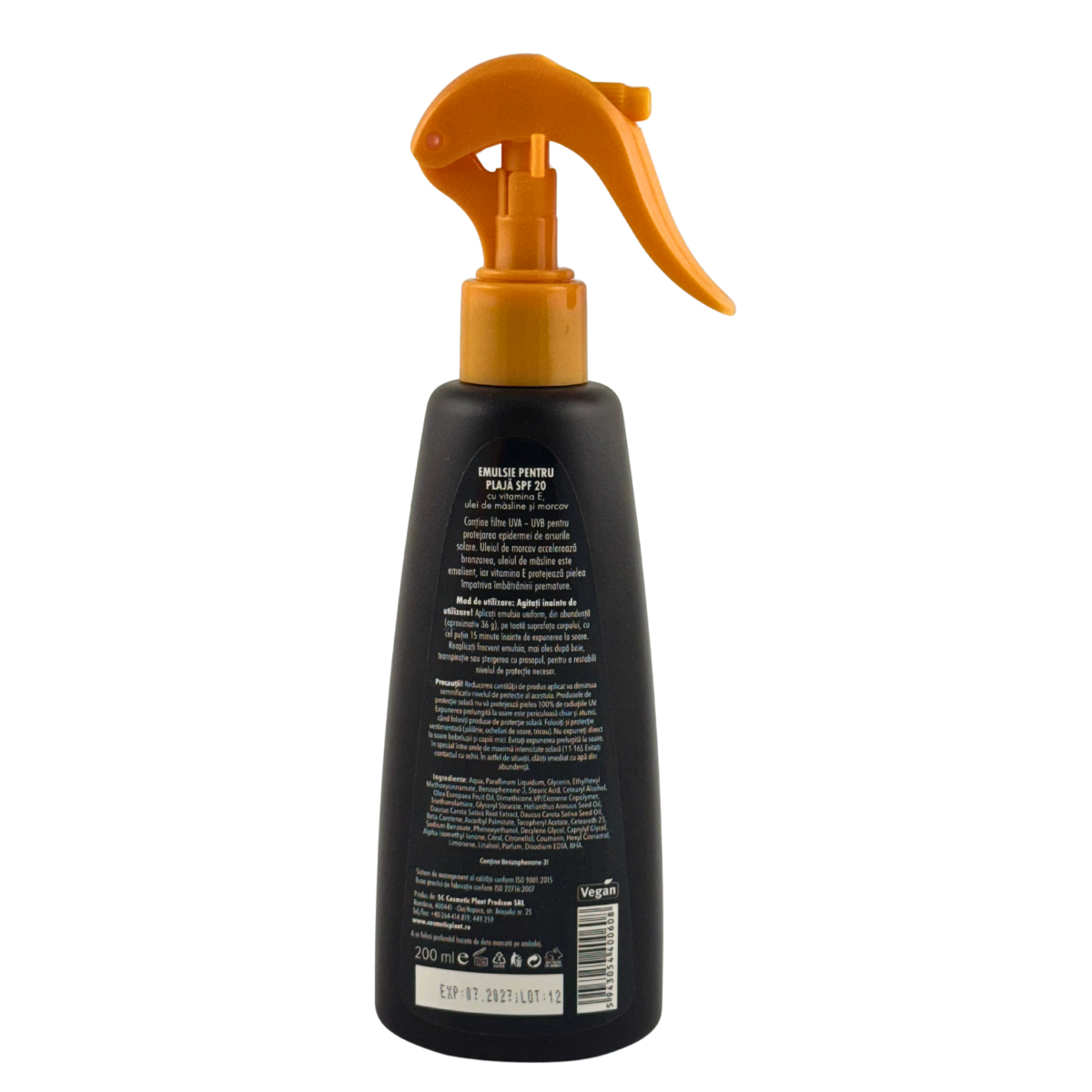 Emulsie plaja Oliv SPF 20 cu ulei de morcov si masline 200 ml