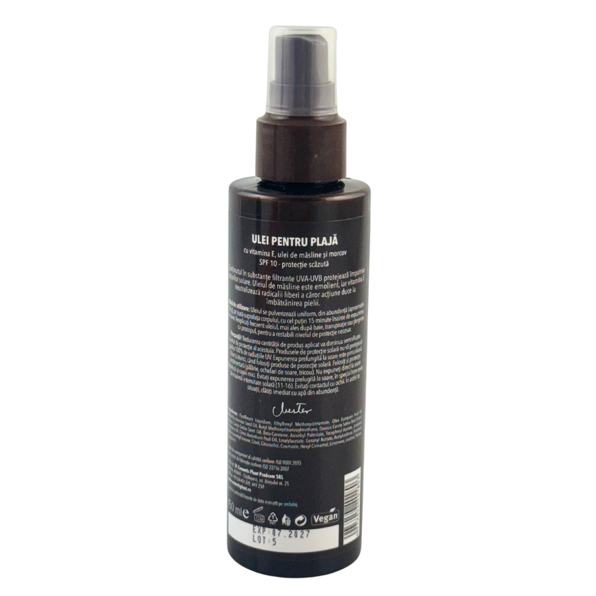 Ulei plaja Olive SPF 10 cu ulei de morcov, ulei de masline si vitamina E 150 ml