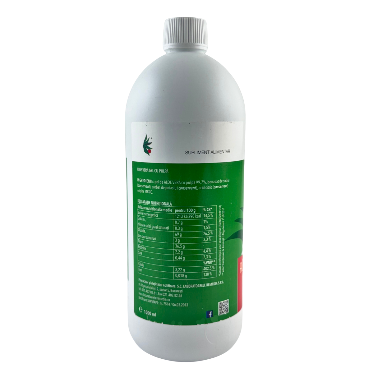Gel aloe vera cu pulpa 1000 ml