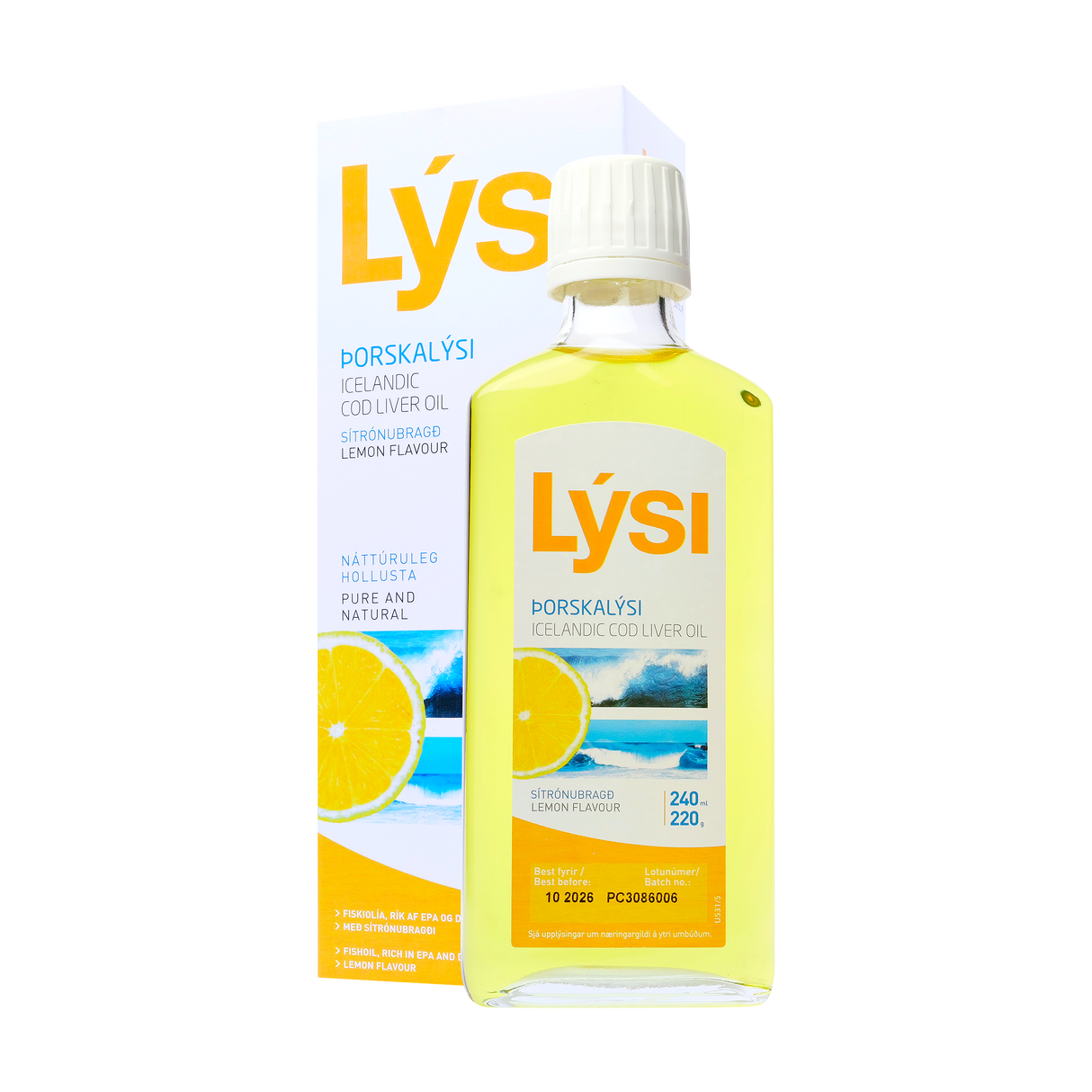 Ulei ficat de cod cu aroma lamaie 240 ml