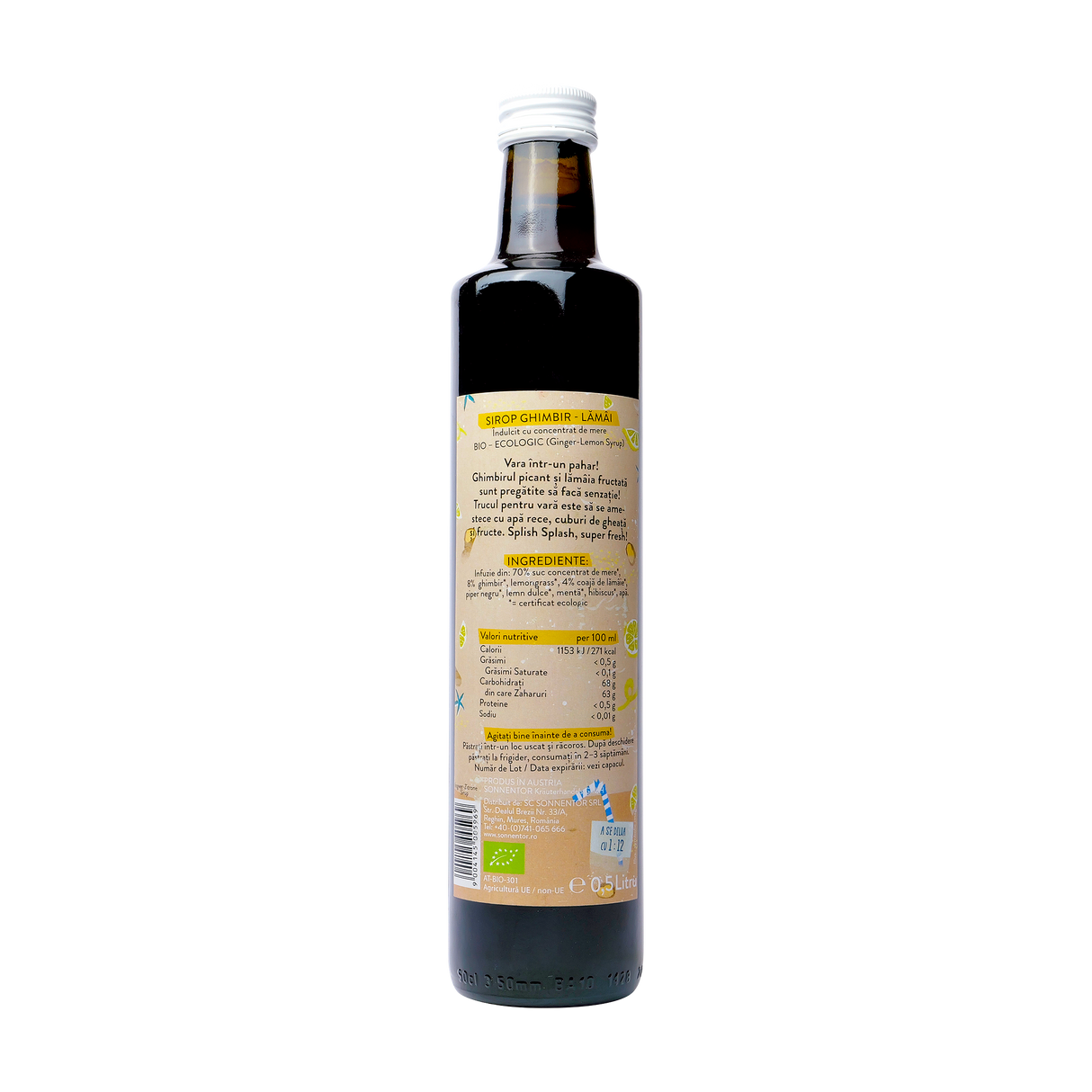 Sirop ghimbir si lamaie fara zahar 500 ml