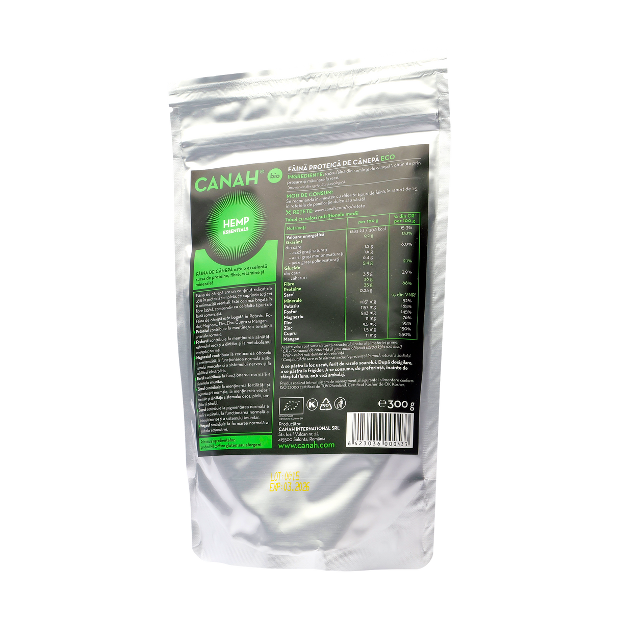 Faina proteica de canepa ECO 300g Canah
