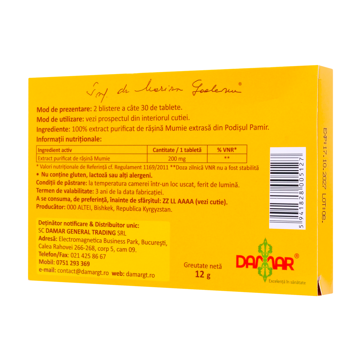 Extract purificat de rasina mumie 60 tablete