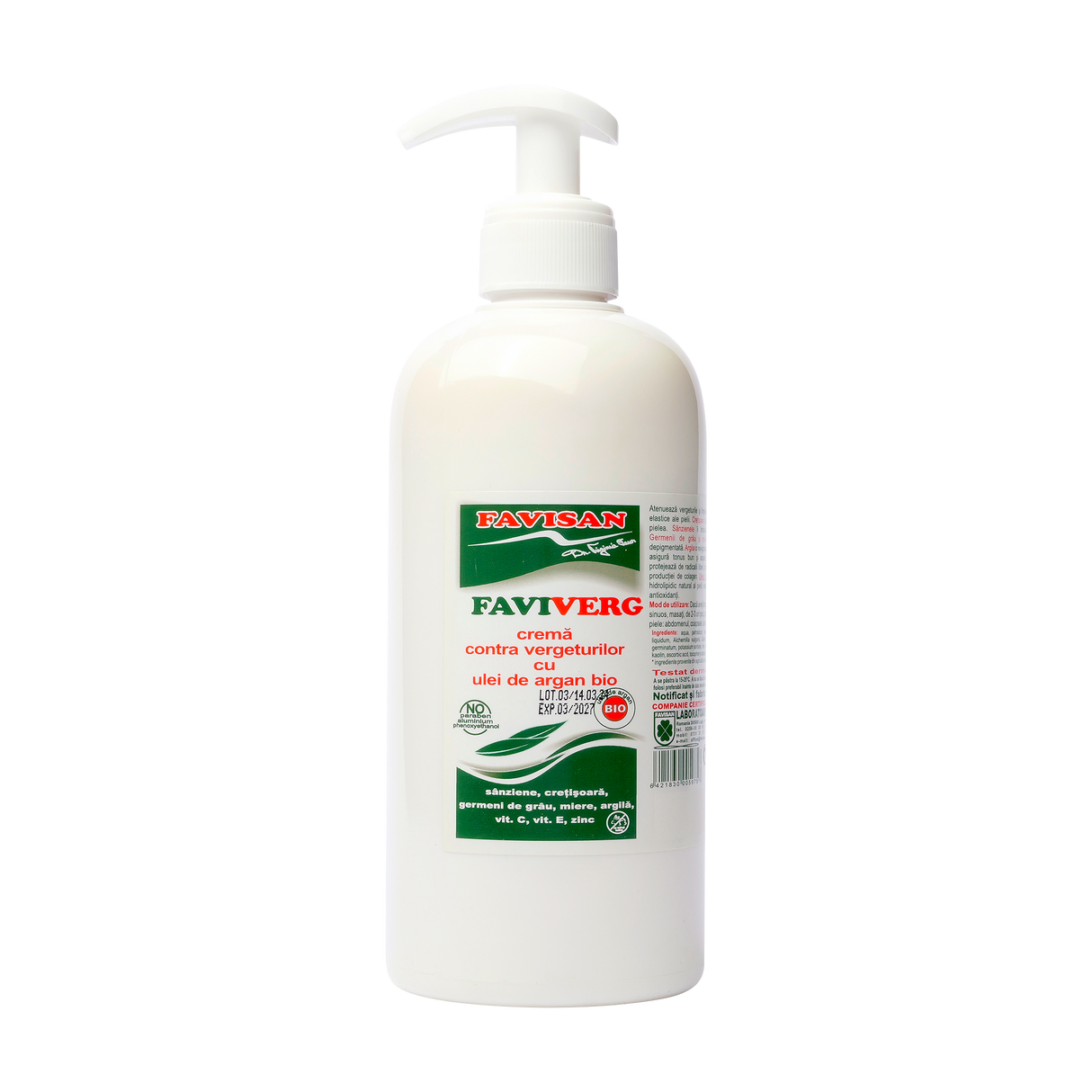Crema contra vergeturilor cu ulei argan Faviverg 500 ml