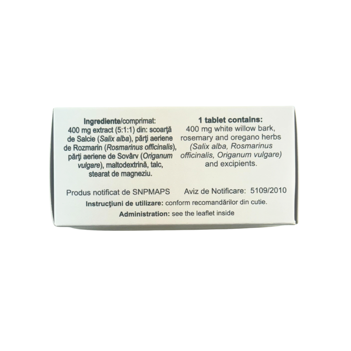 Salicilol natural - aspirina naturala 60 tablete