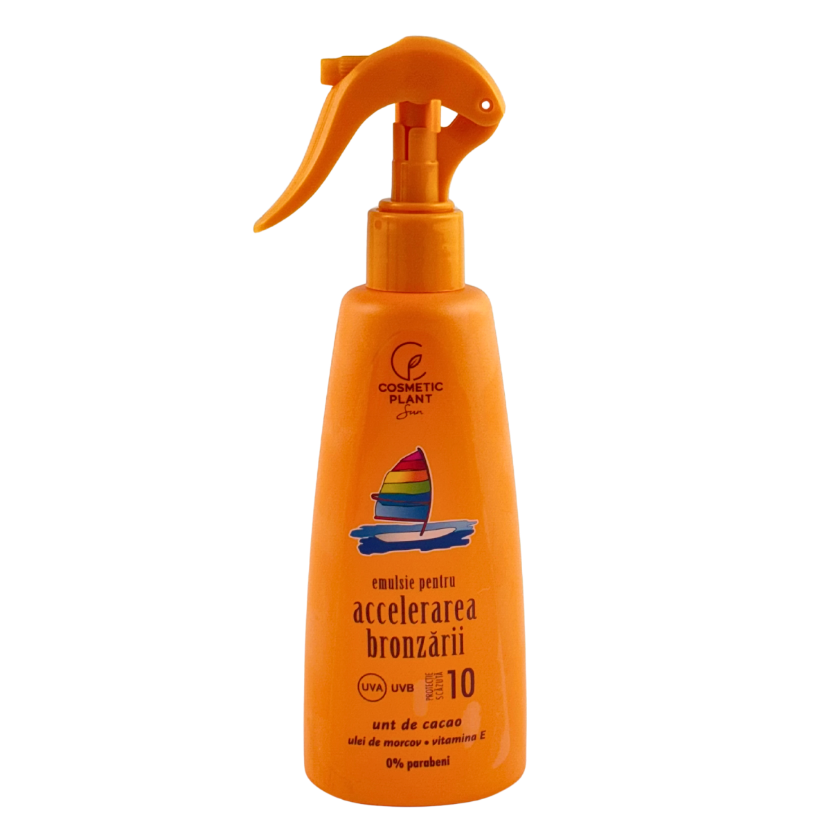 Emulsie pentru accelerarea bronzarii SPF 10 cu unt de cacao, ulei de morcov si vitamina E 200 ml