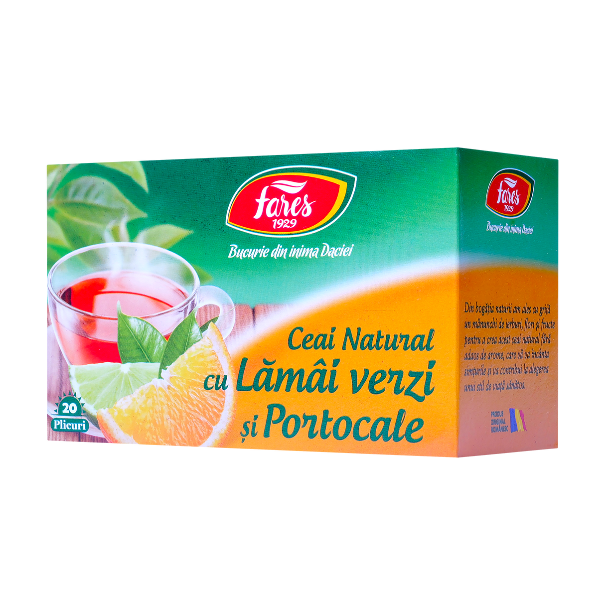 Ceai natural cu lamai verzi si portocale 20 plicuri