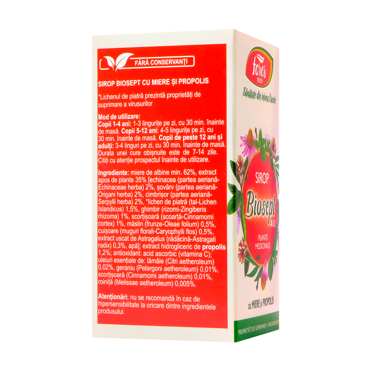 Sirop biosept propolis, miere si vitamina C 100 ml