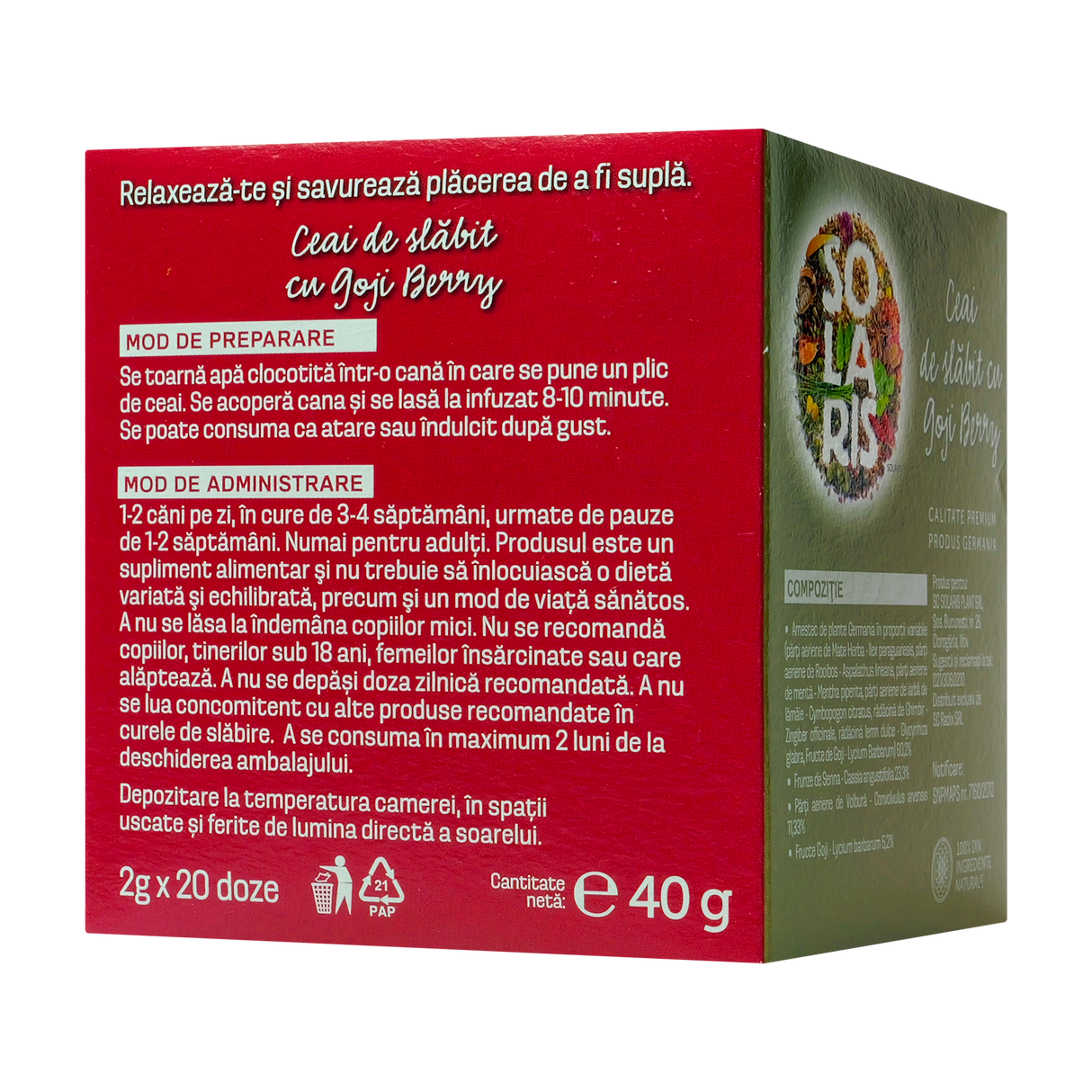 Ceai de slabit goji berry 20 plicuri