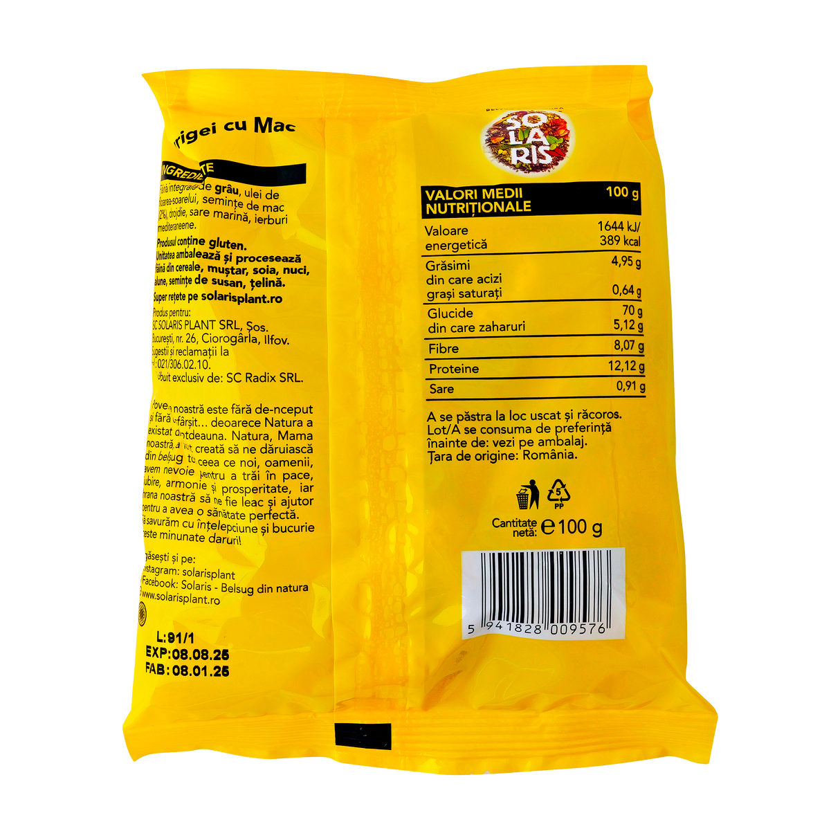 Covrigei faina integrala si mac 100 g