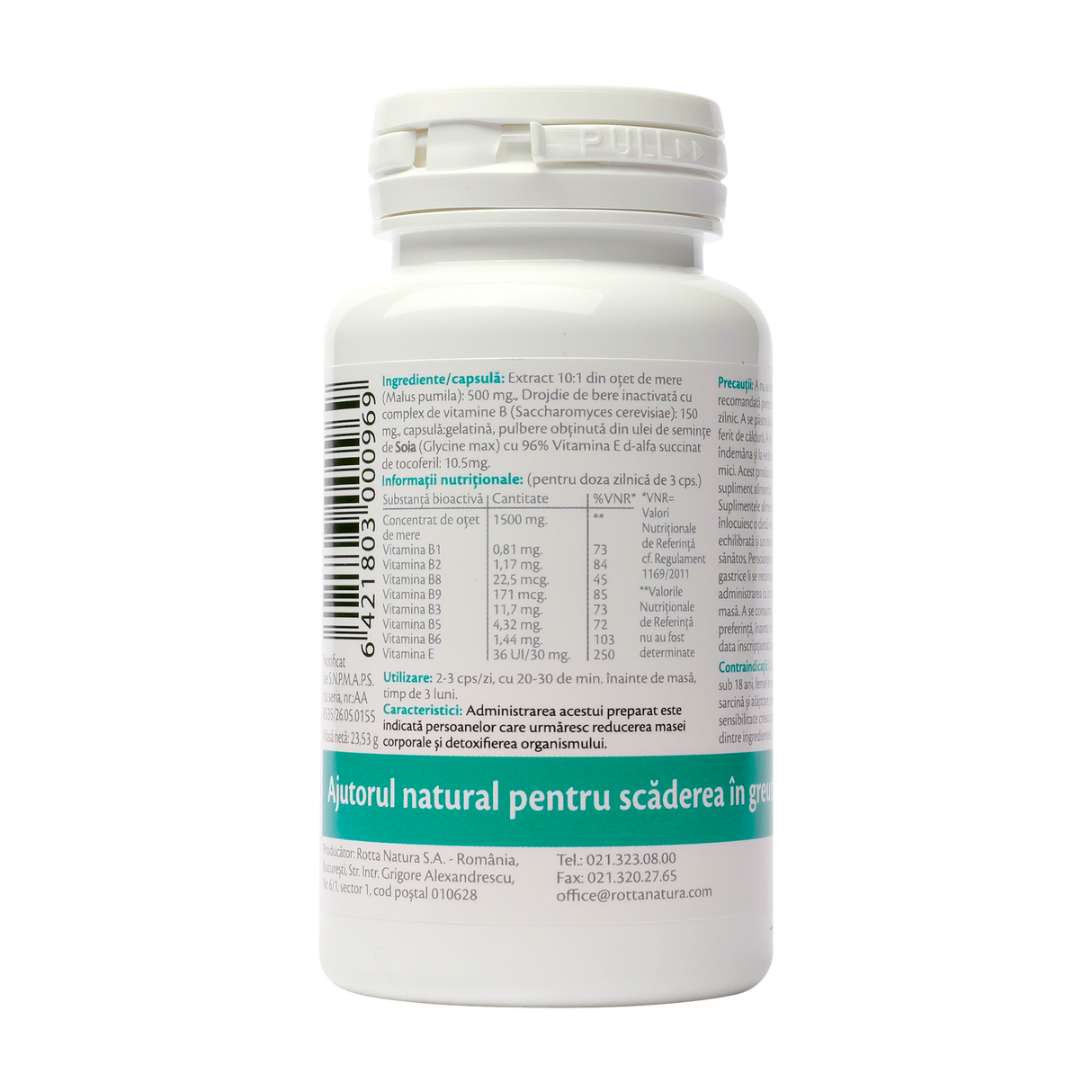 Concentrat otet mere - metabolism activ + vitamina B, E 30 capsule