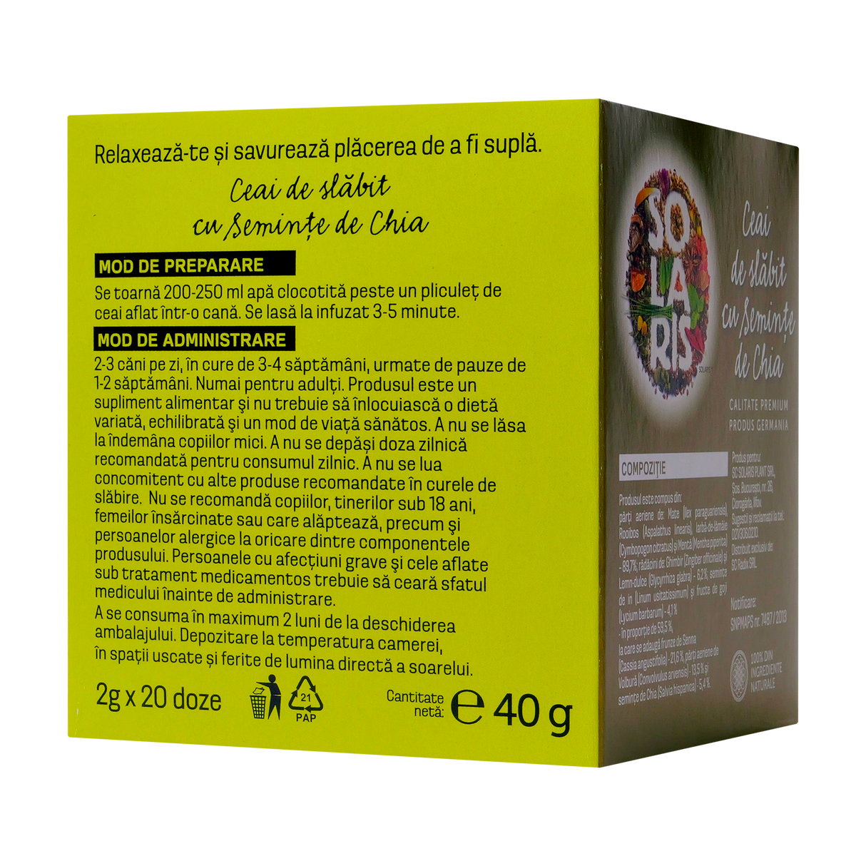 Ceai de slabit cu seminte de chia 20 plicuri