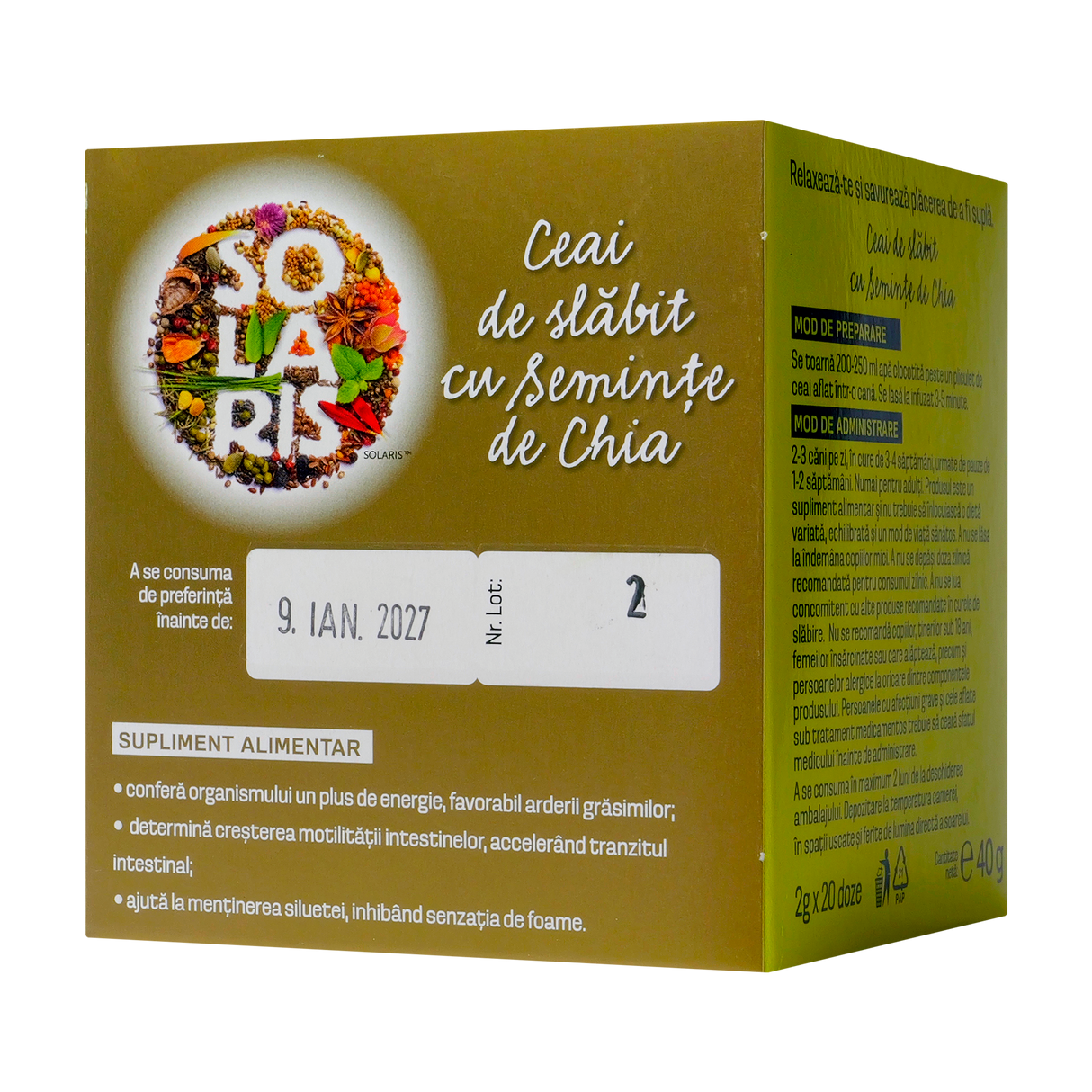 Ceai de slabit cu seminte de chia 20 plicuri