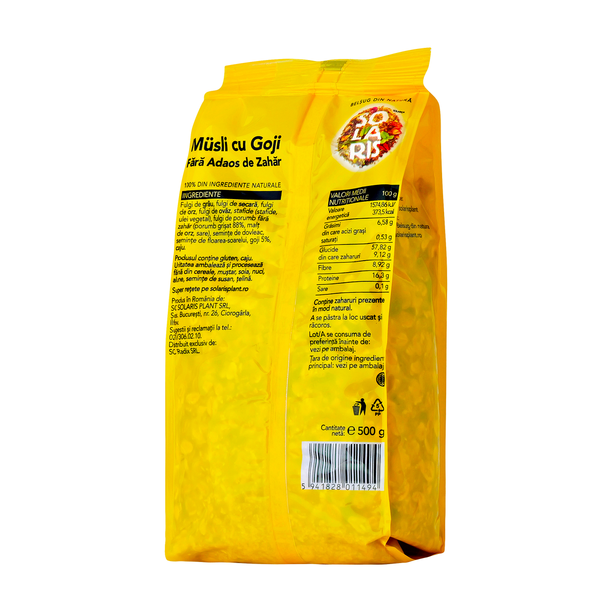 Musli cu goji fara adaos de zahar 500 g