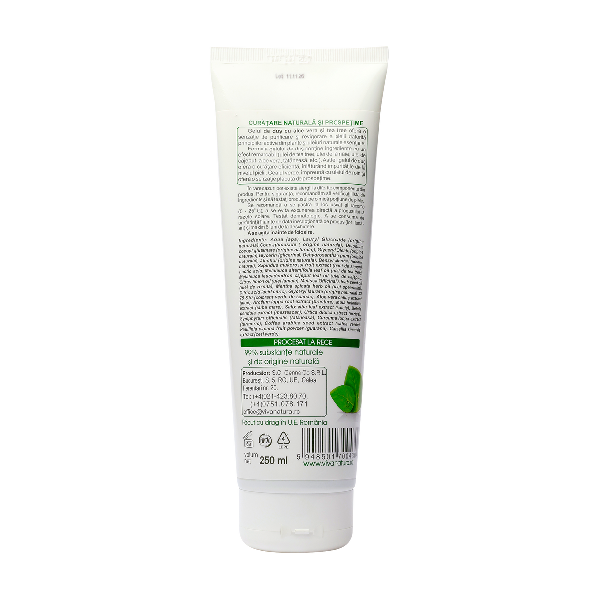 Gel dus cu aloe vera si tea tree (fost antibacterian) 250 ml