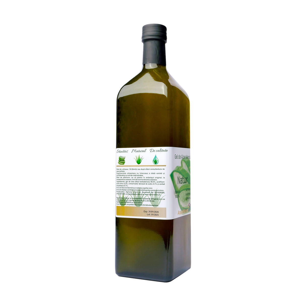Gel aloe vera natur cu pulpa 1 l