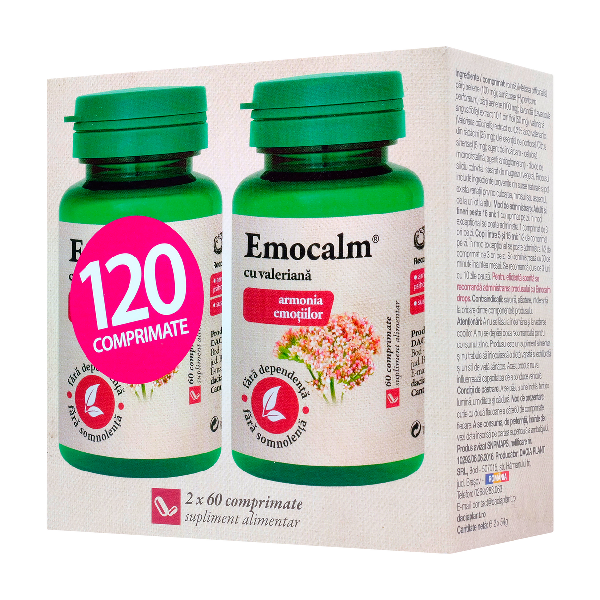 Emocalm cu valeriana 120 comprimate