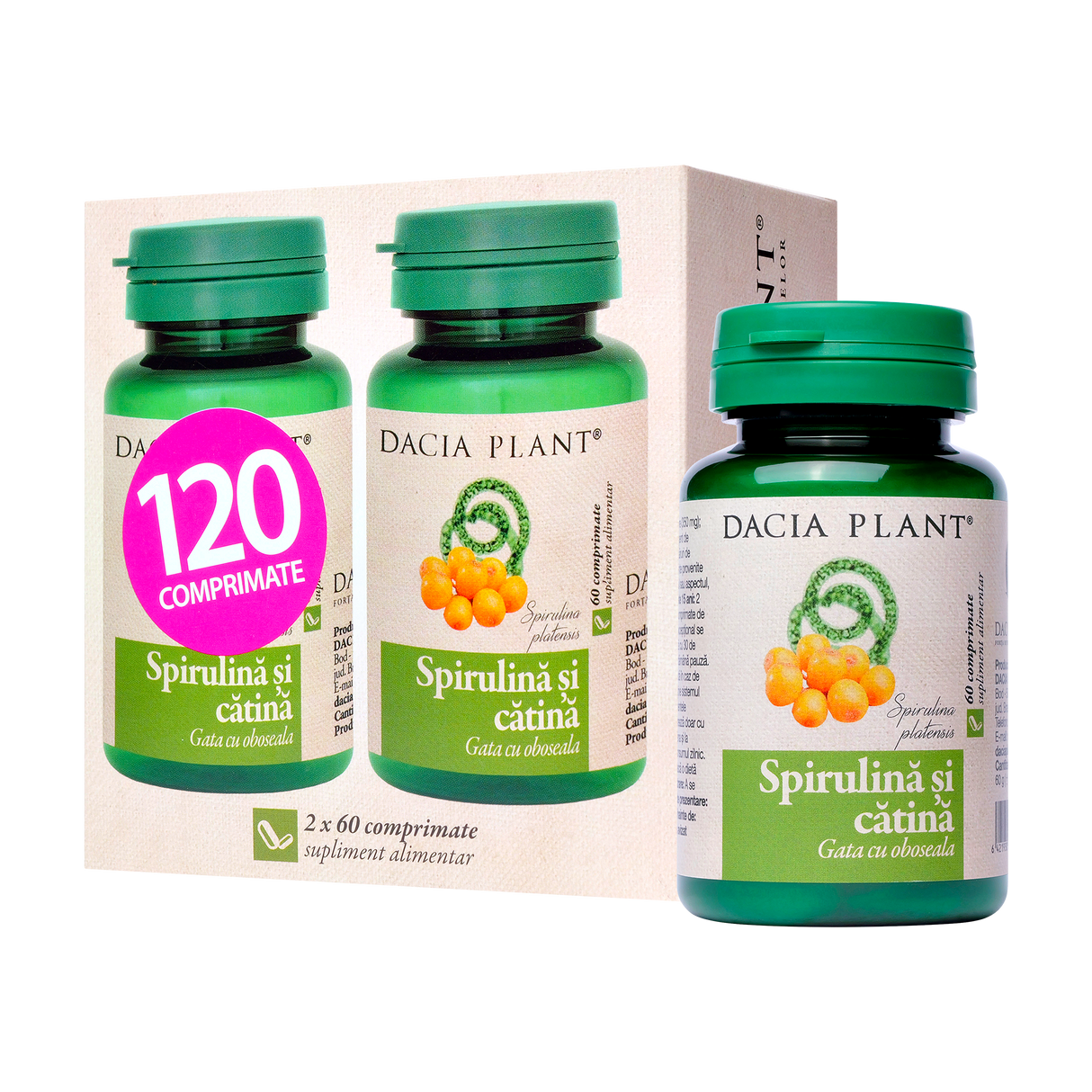 Spirulina & catina 120 comprimate