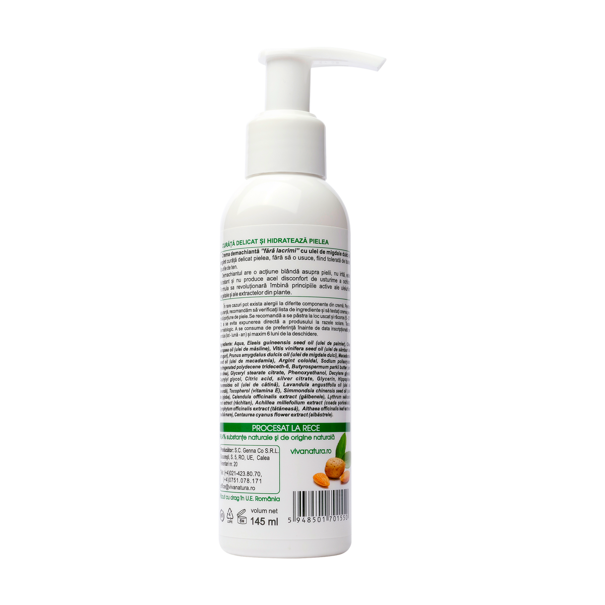Crema demachianta Fara lacrimi migdale si argint 145 ml