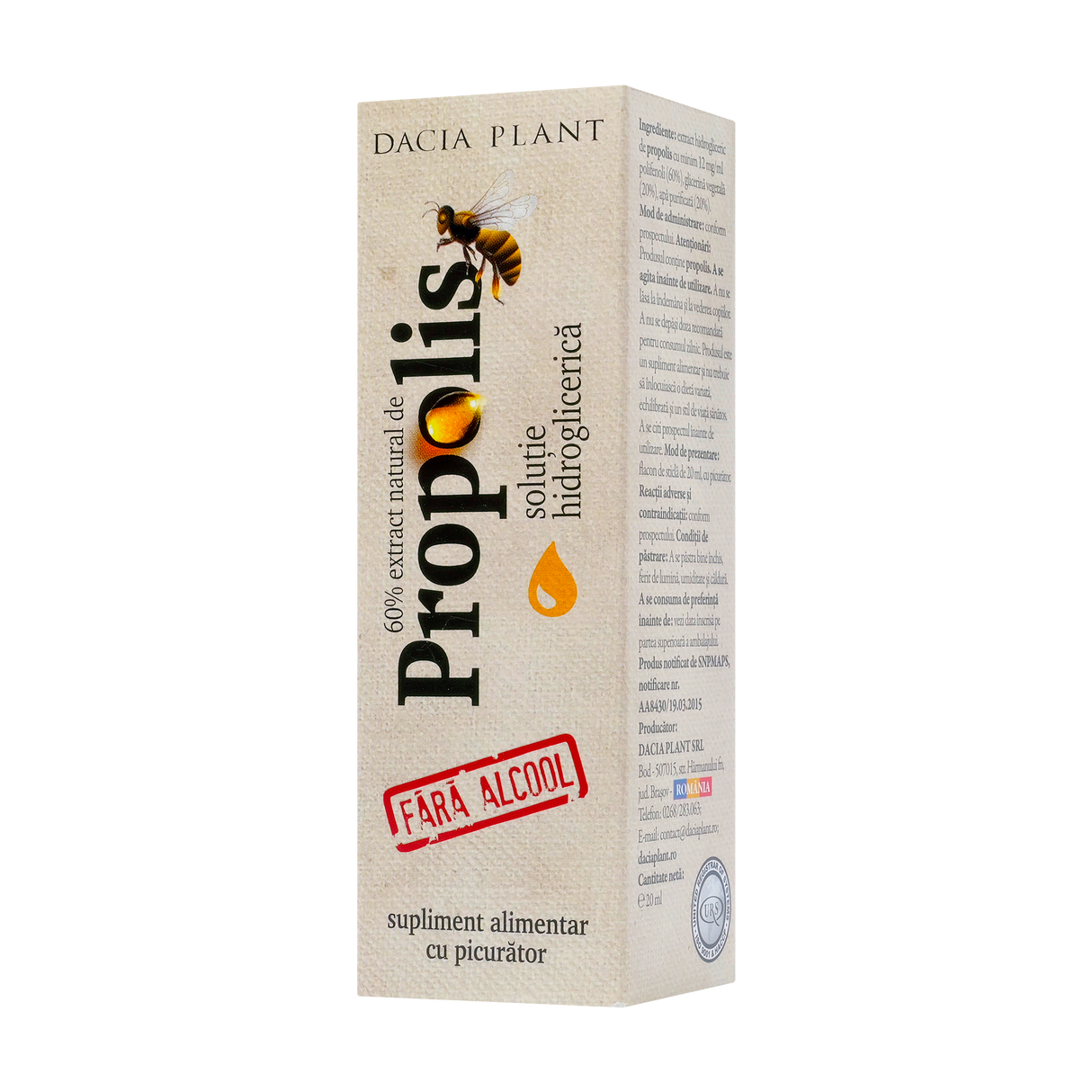 Propolis fara alcool cu picurator 20 ml