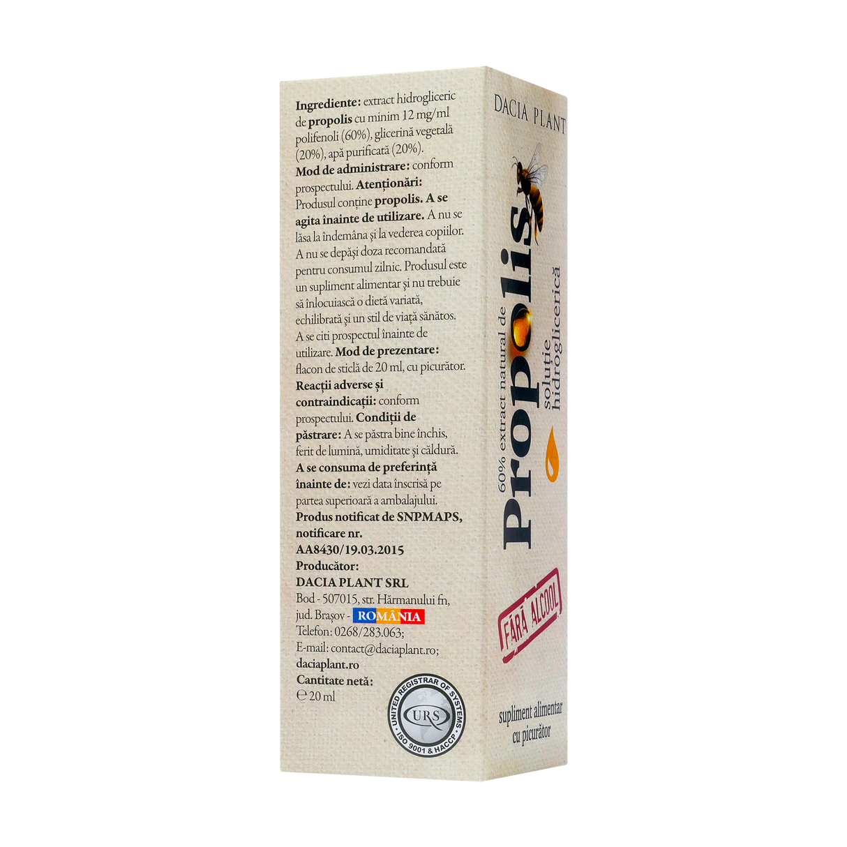 Propolis fara alcool cu picurator 20 ml