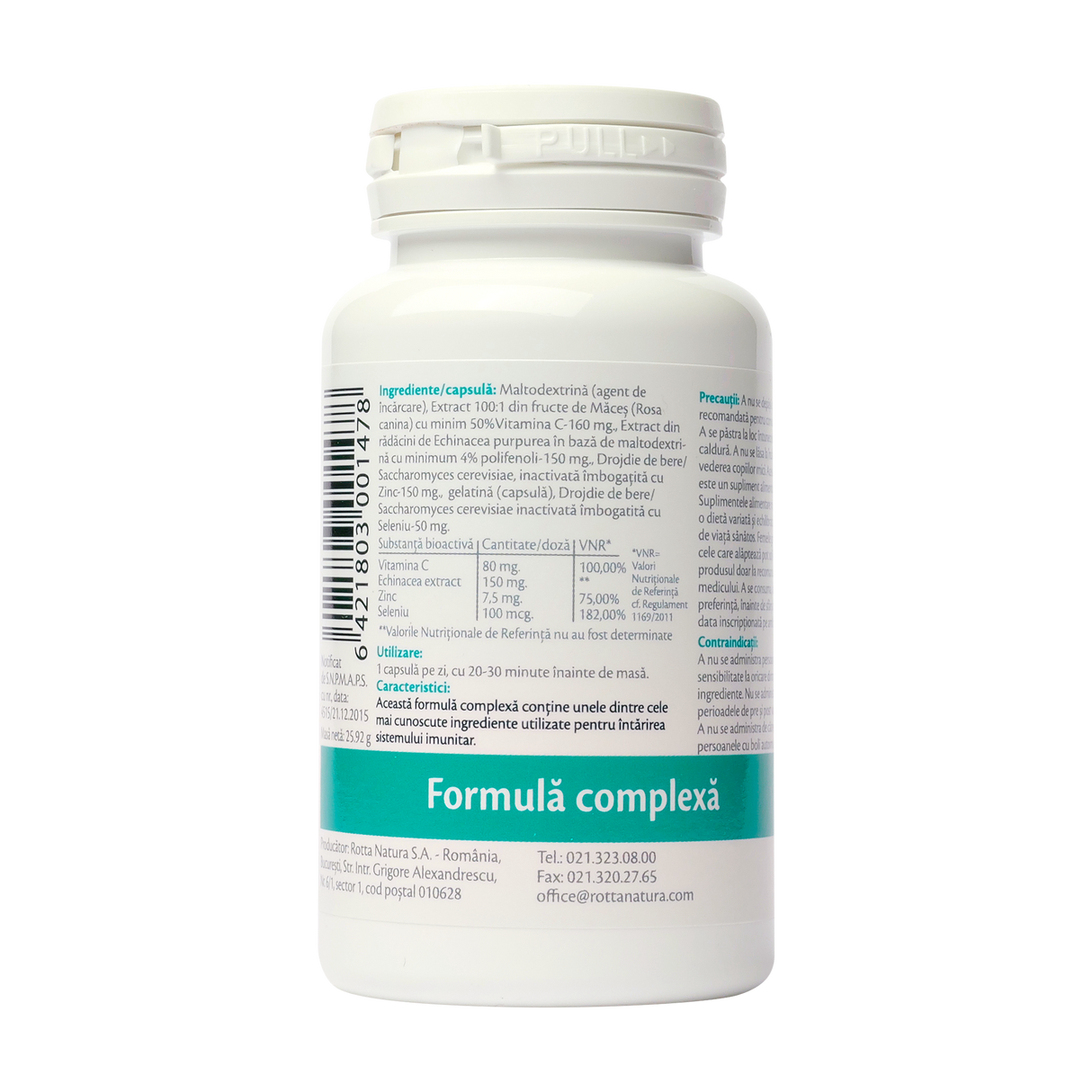 Echinaceea + Vitamina C naturala, seleniu si zinc 30 capsule