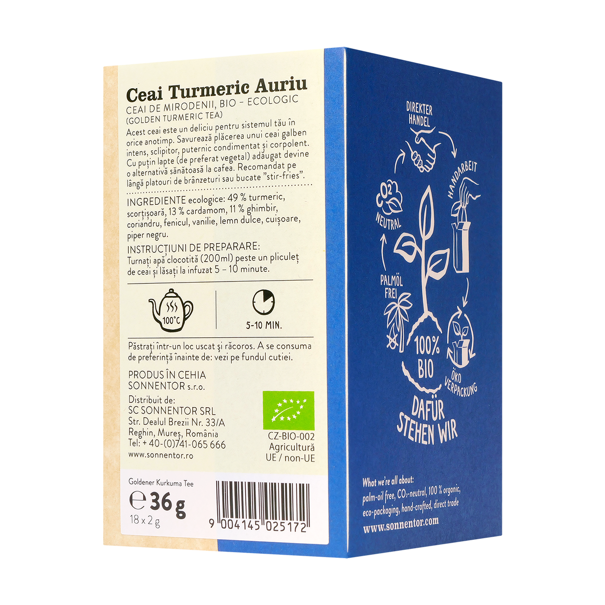 Ceai turmeric auriu cu ghimbir si cardamom 18 capsule