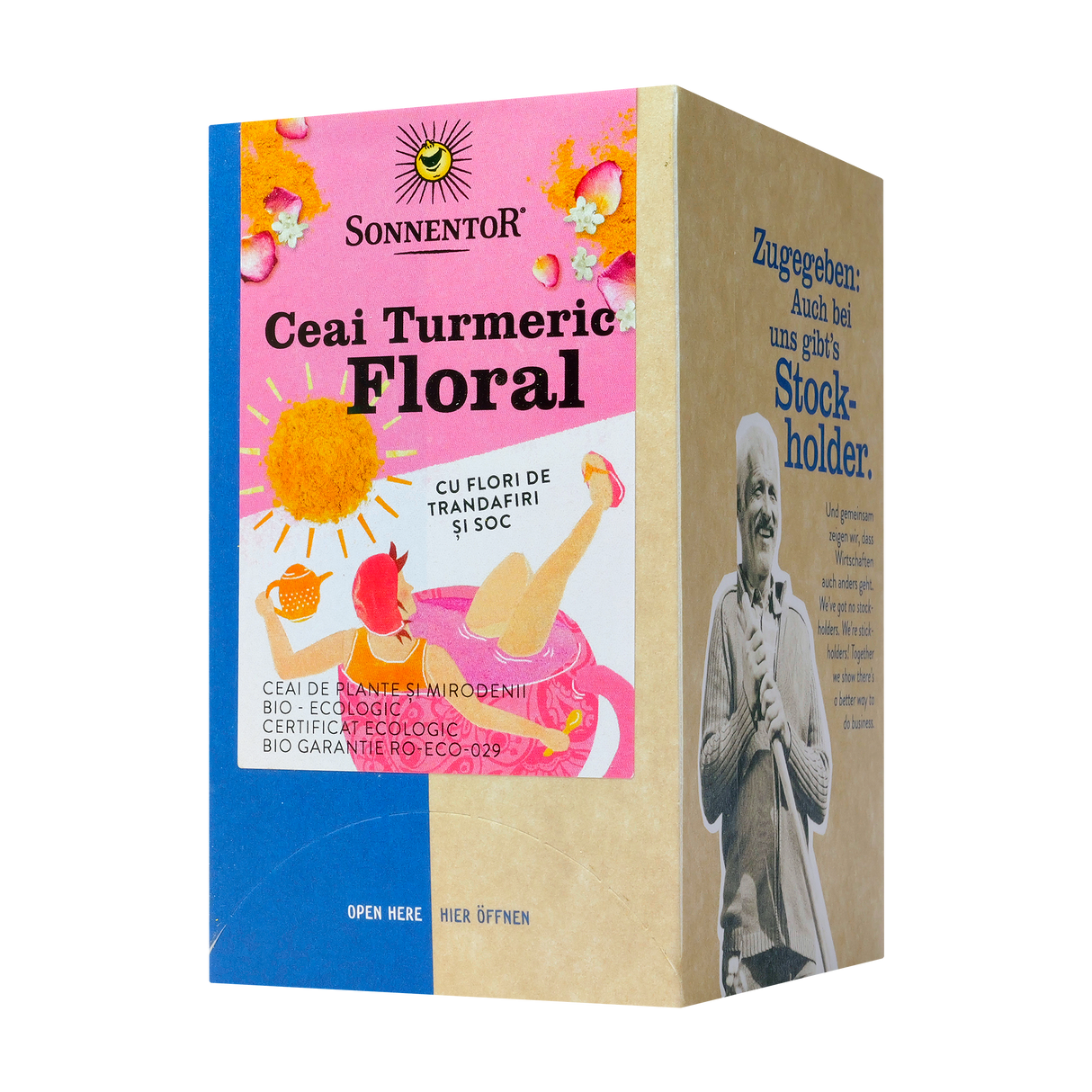 Ceai turmeric floral cu flori trandafir si soc 18 plicuri