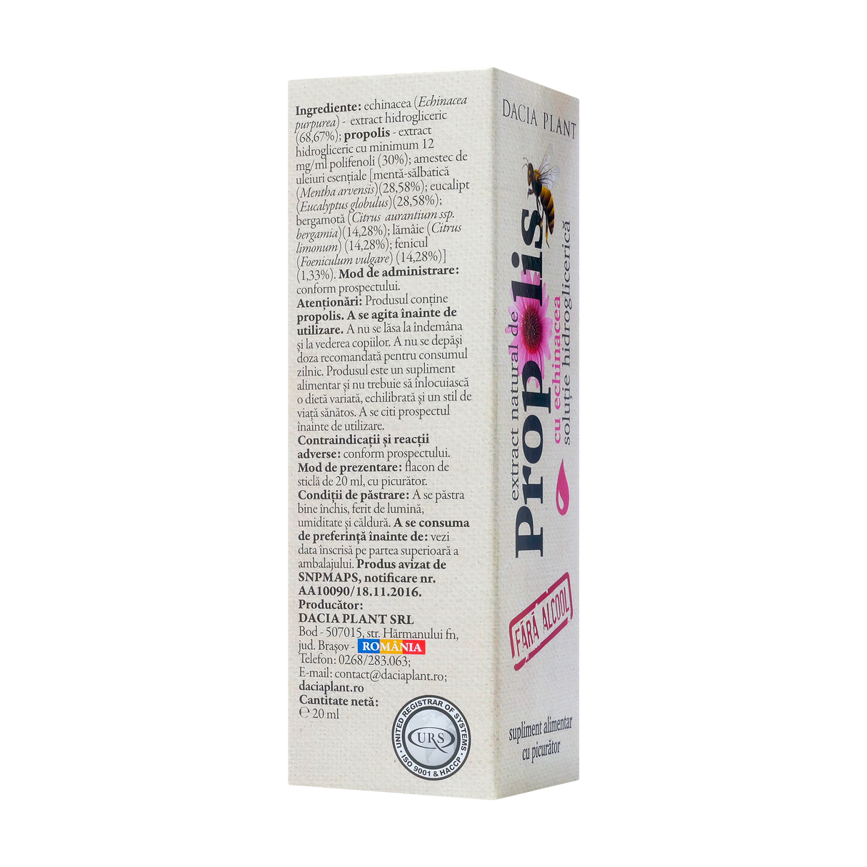 Propolis cu echinaceea fara alcool cu picurator 20 ml