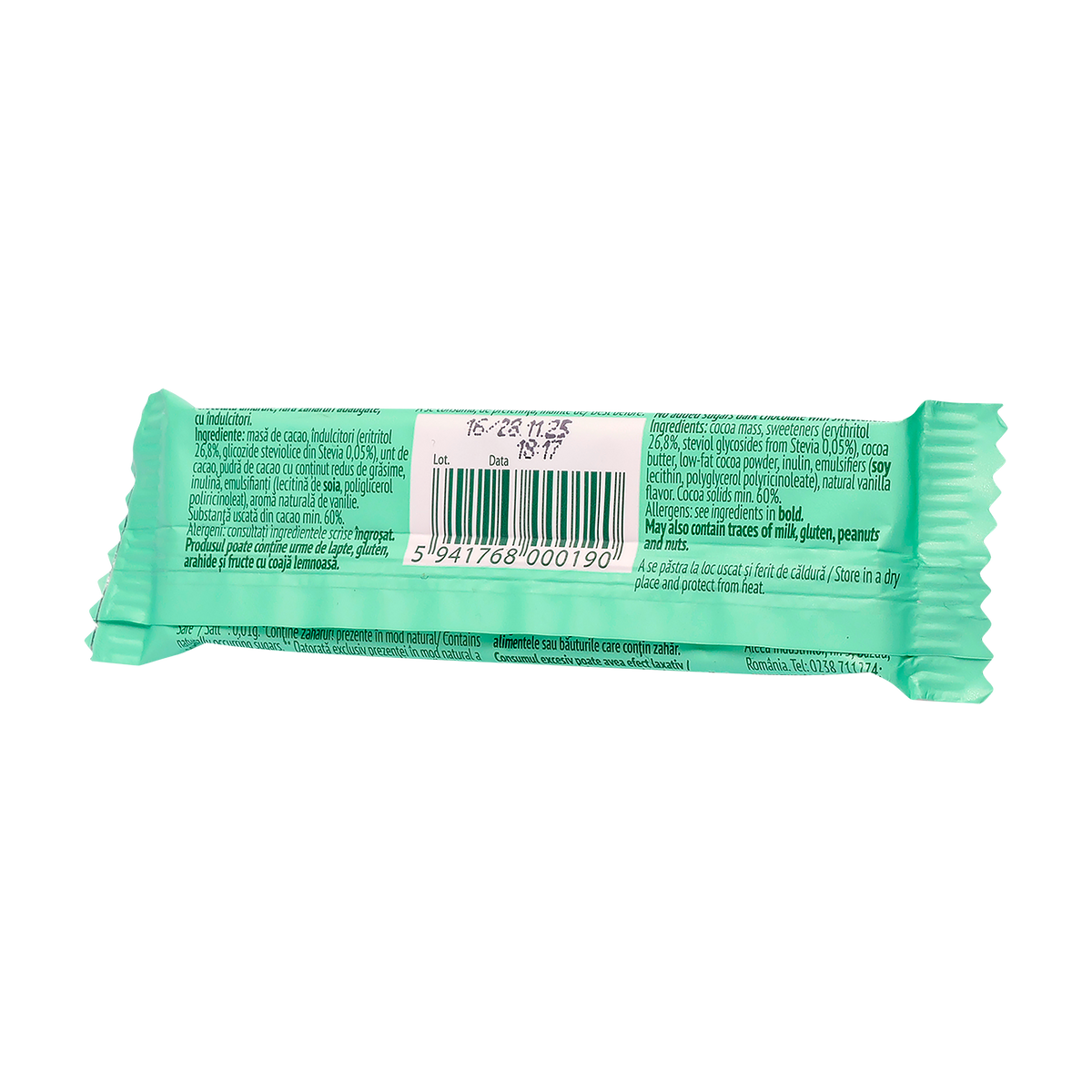 Ciocolata amaruie 60% cacao fara zaharuri adaugate cu indulcitor din Stevia 25 g