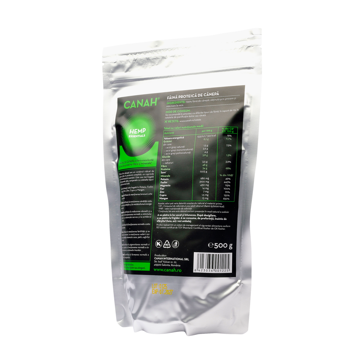 Faina proteica de canepa 500gr Canah