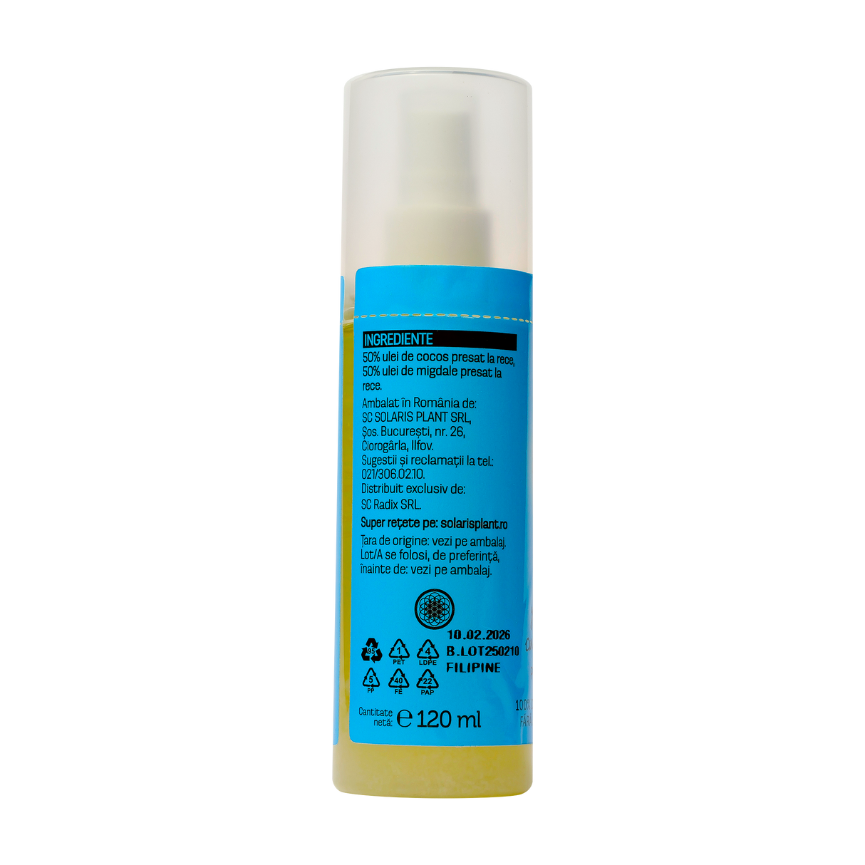 Ulei masaj cu cocos si migdale cu pulverizator 120 ml