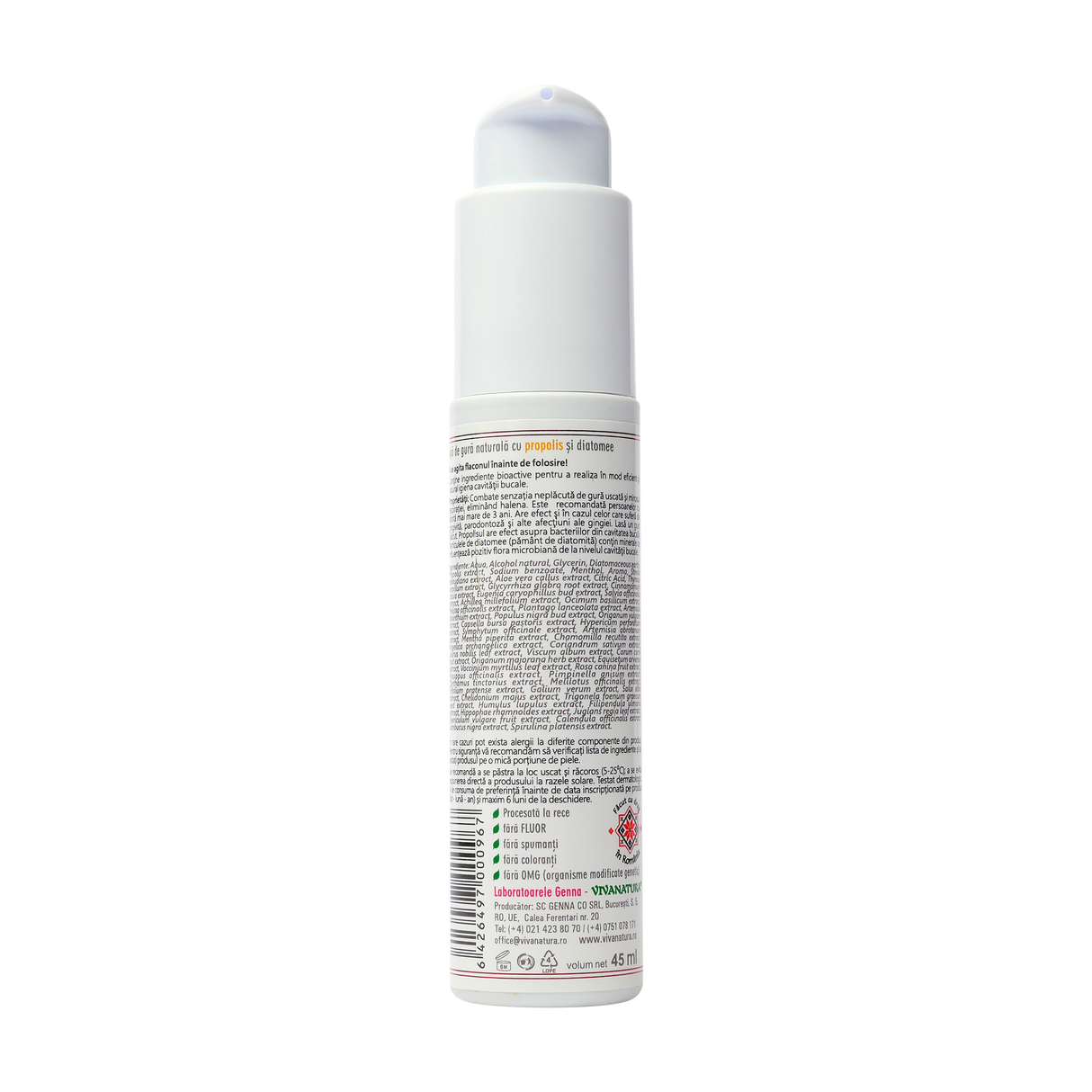 Apa de gura cu propolis si diatomee 45 ml