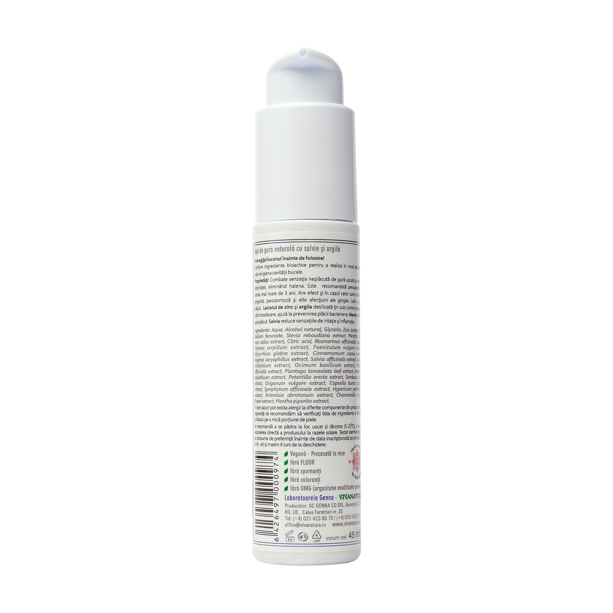 Apa de gura cu salvie si argila 45 ml