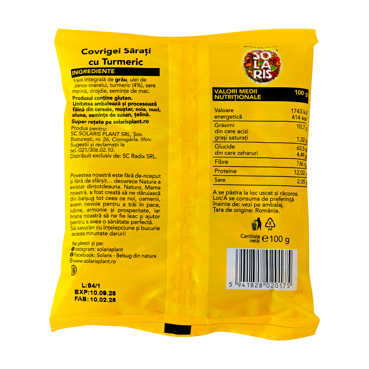 Covrigei sarati cu turmeric 100 g