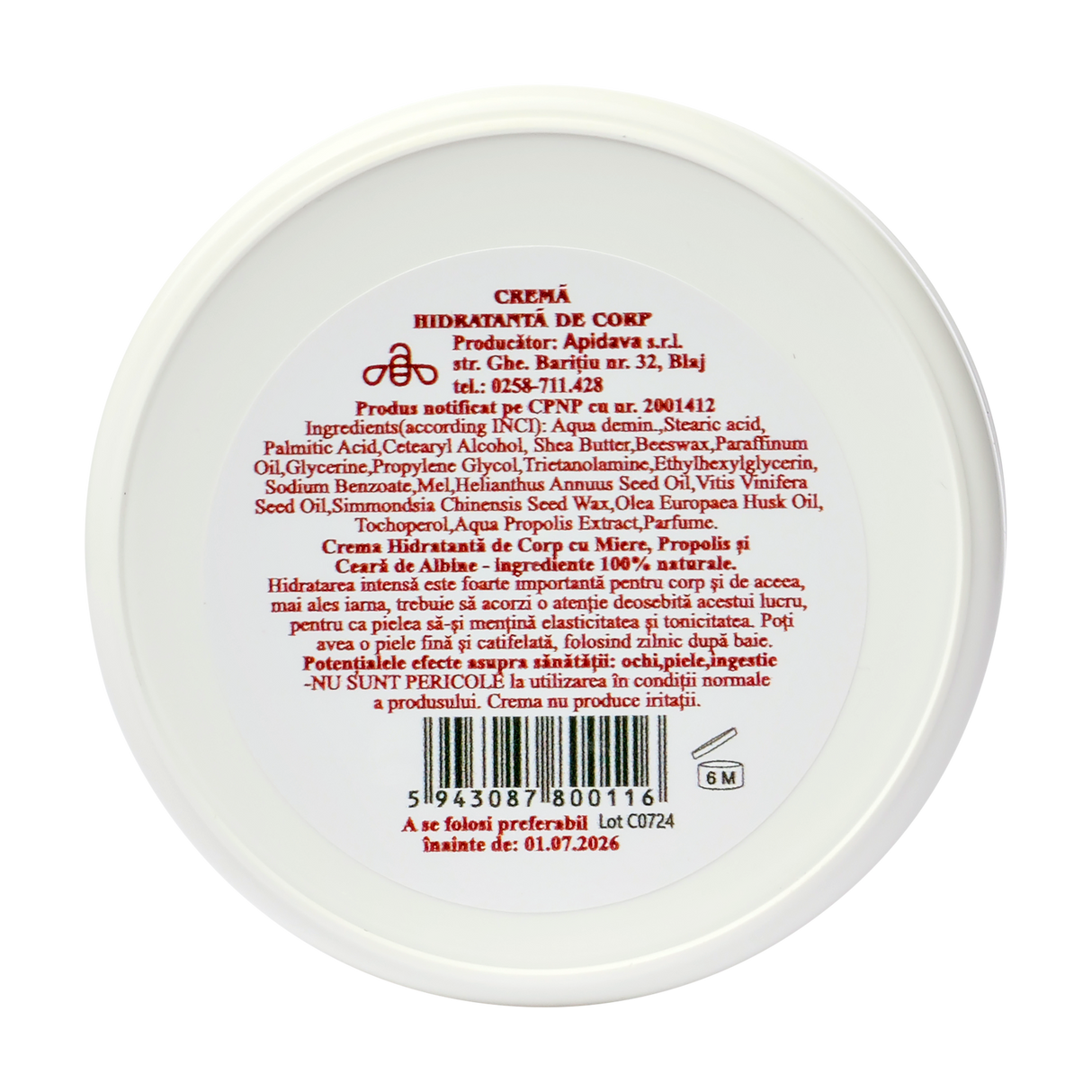 Crema hidratanta de corp cu unt de shea 200 ml