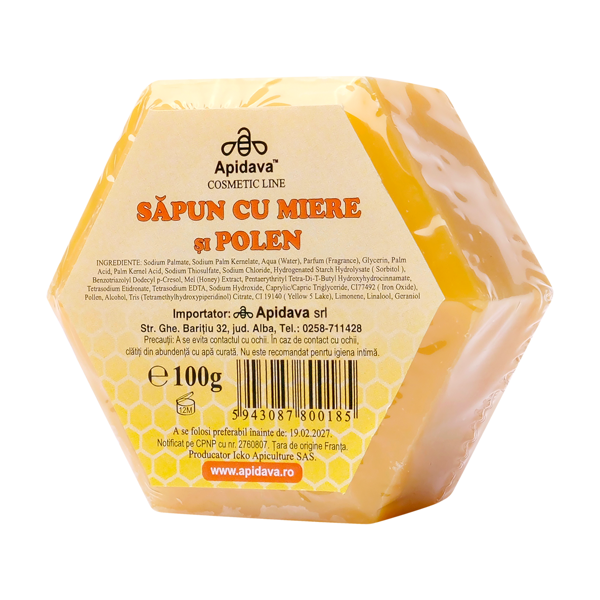 Sapun vegetal hexagonal cu polen 100 g
