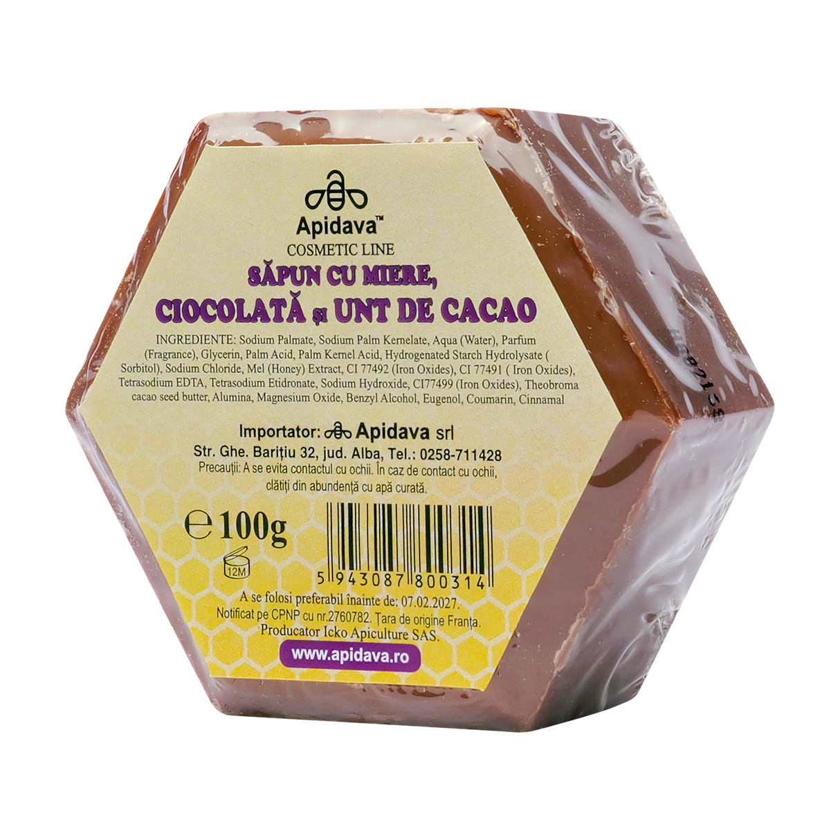 Sapun vegetal hexagonal cu ciocolata si unt de cacao 100 g