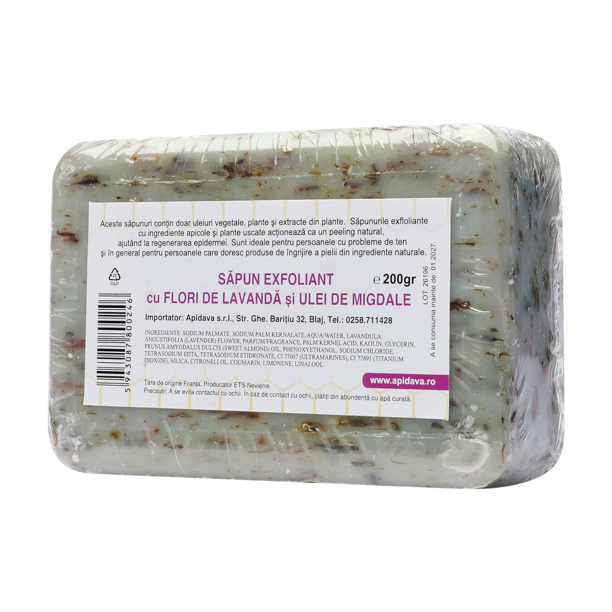 Sapun exfoliant cu flori de lavanda si unt de shea 200 g