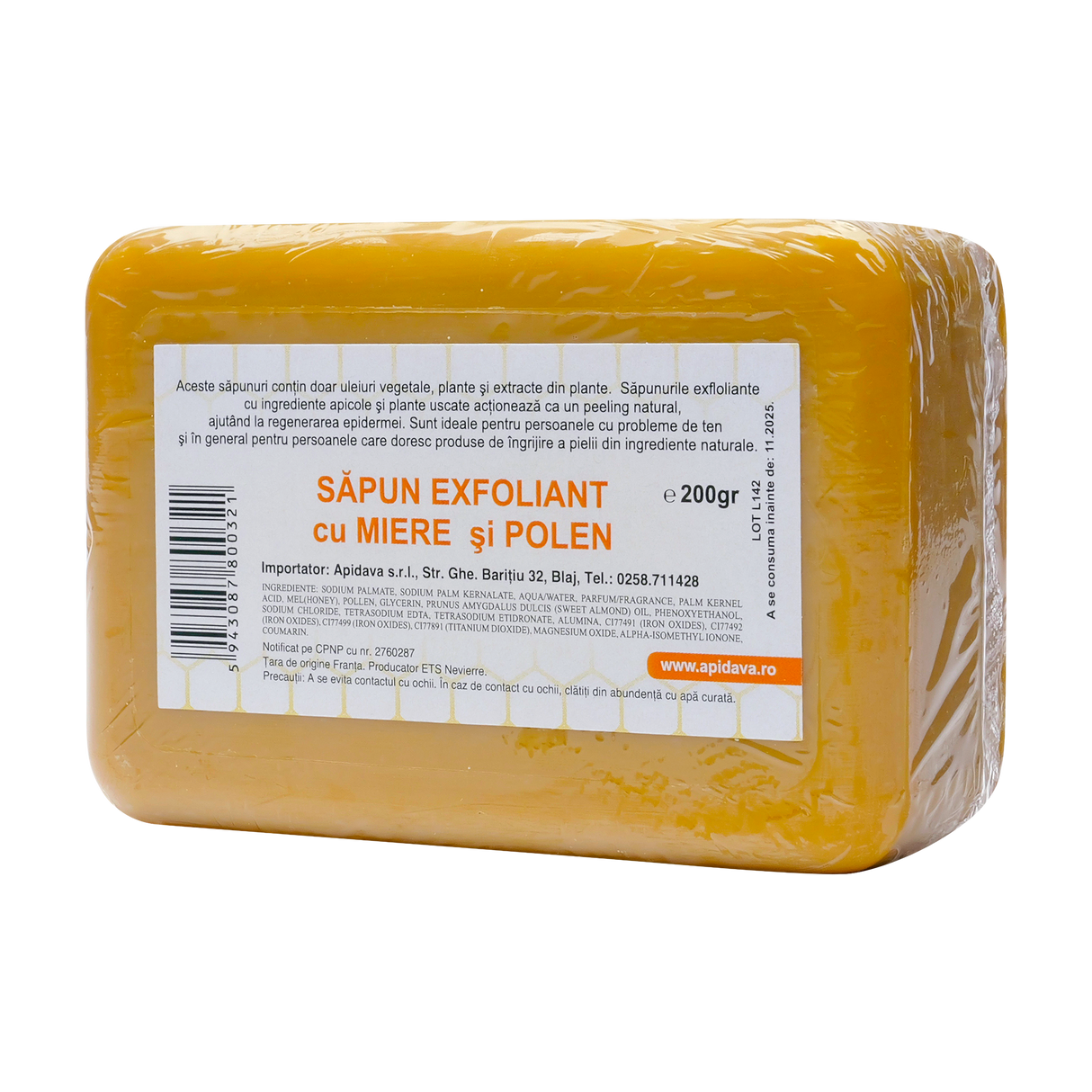 Sapun exfoliant cu polen si miere 200 g