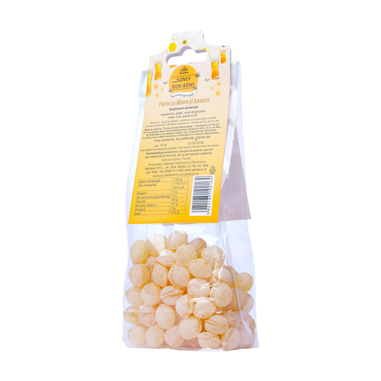 Bomboane perle cu miere si anason 100 g