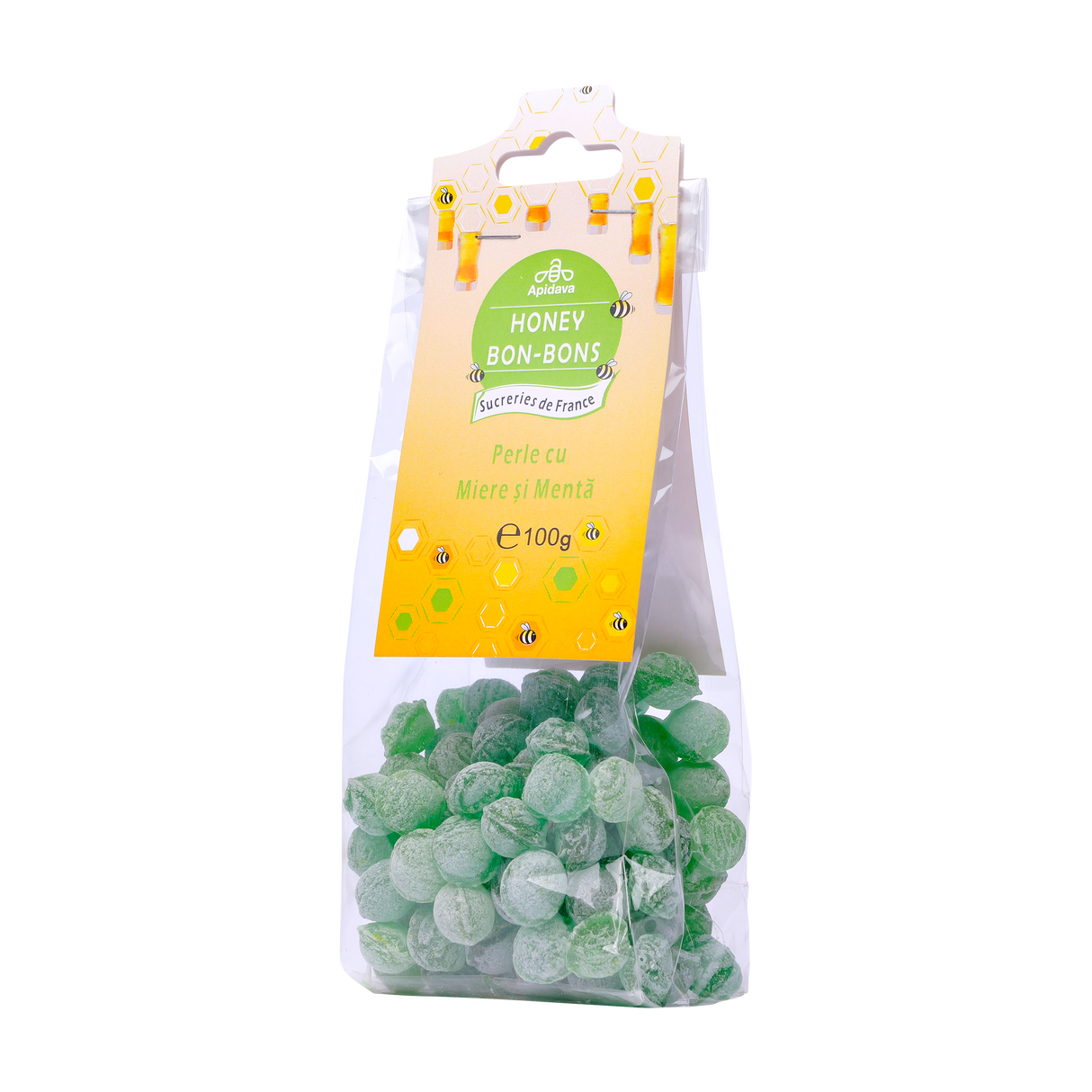Bomboane perle cu miere si menta 100 g