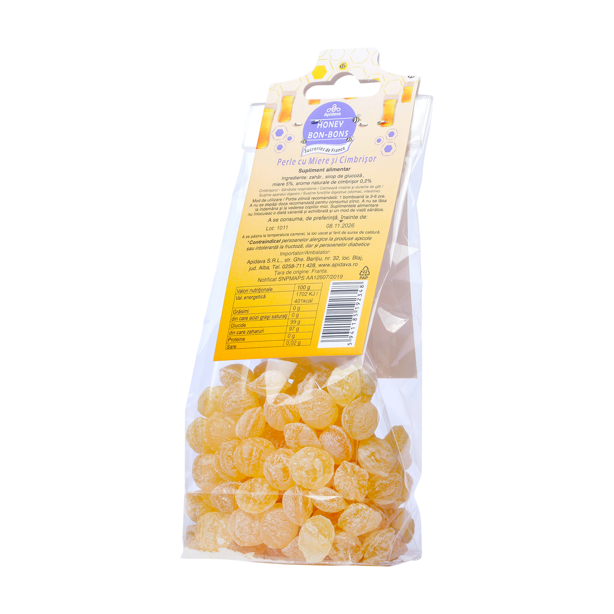 Bomboane perle cu miere si cimbrisor 100 g
