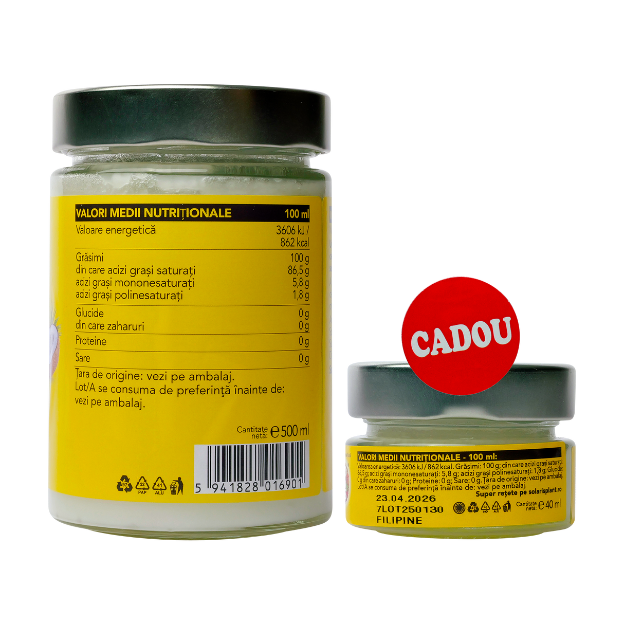 Pachet promo ulei cocos 500ml+40ml CADOU