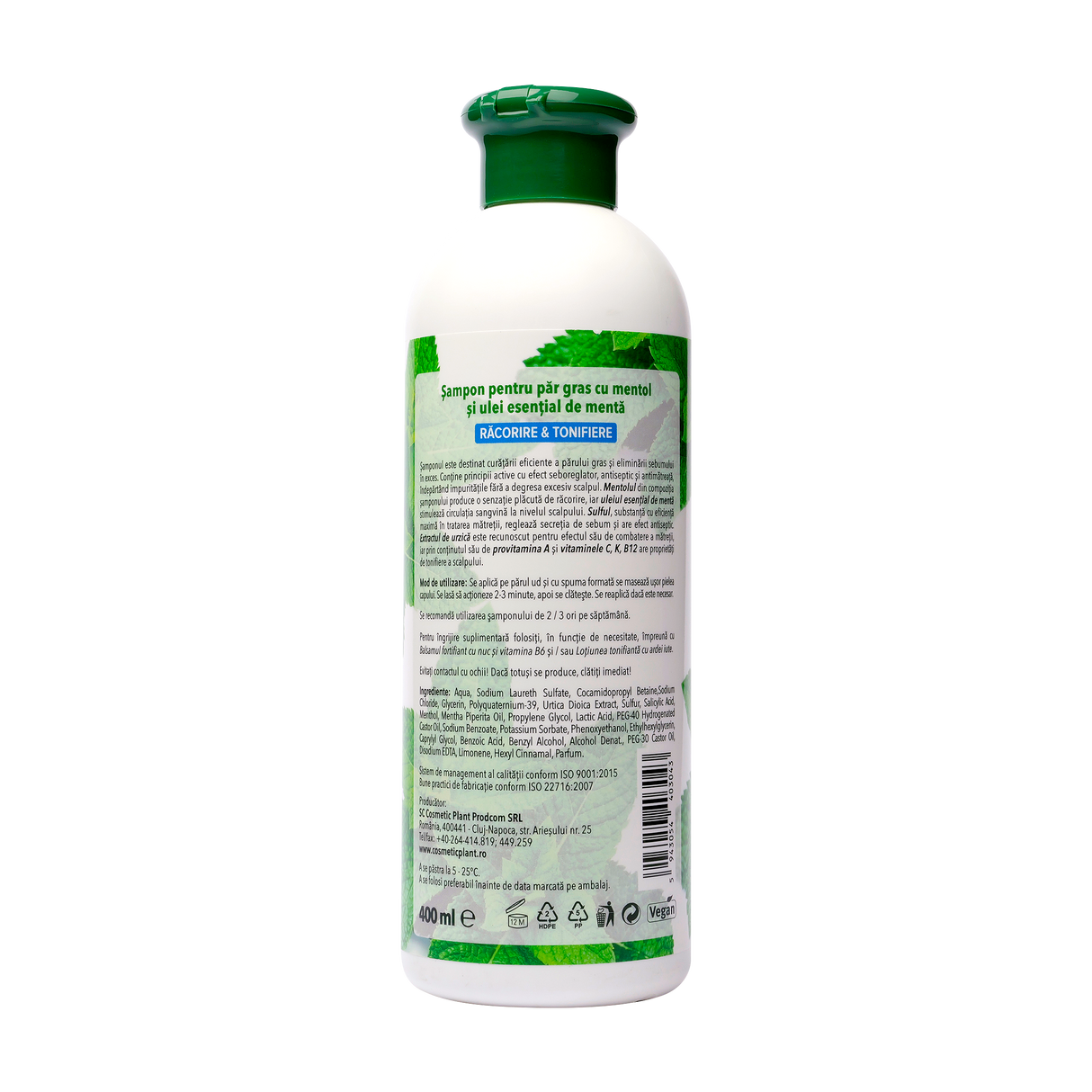 Sampon pentru par gras cu mentol si ulei de menta 400 ml