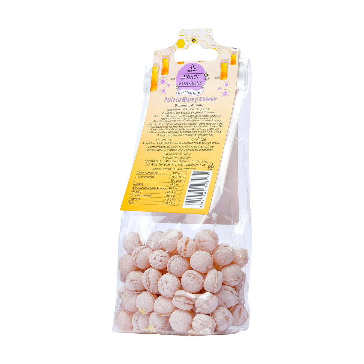 Bomboane perle cu miere si ghimbir 100 g