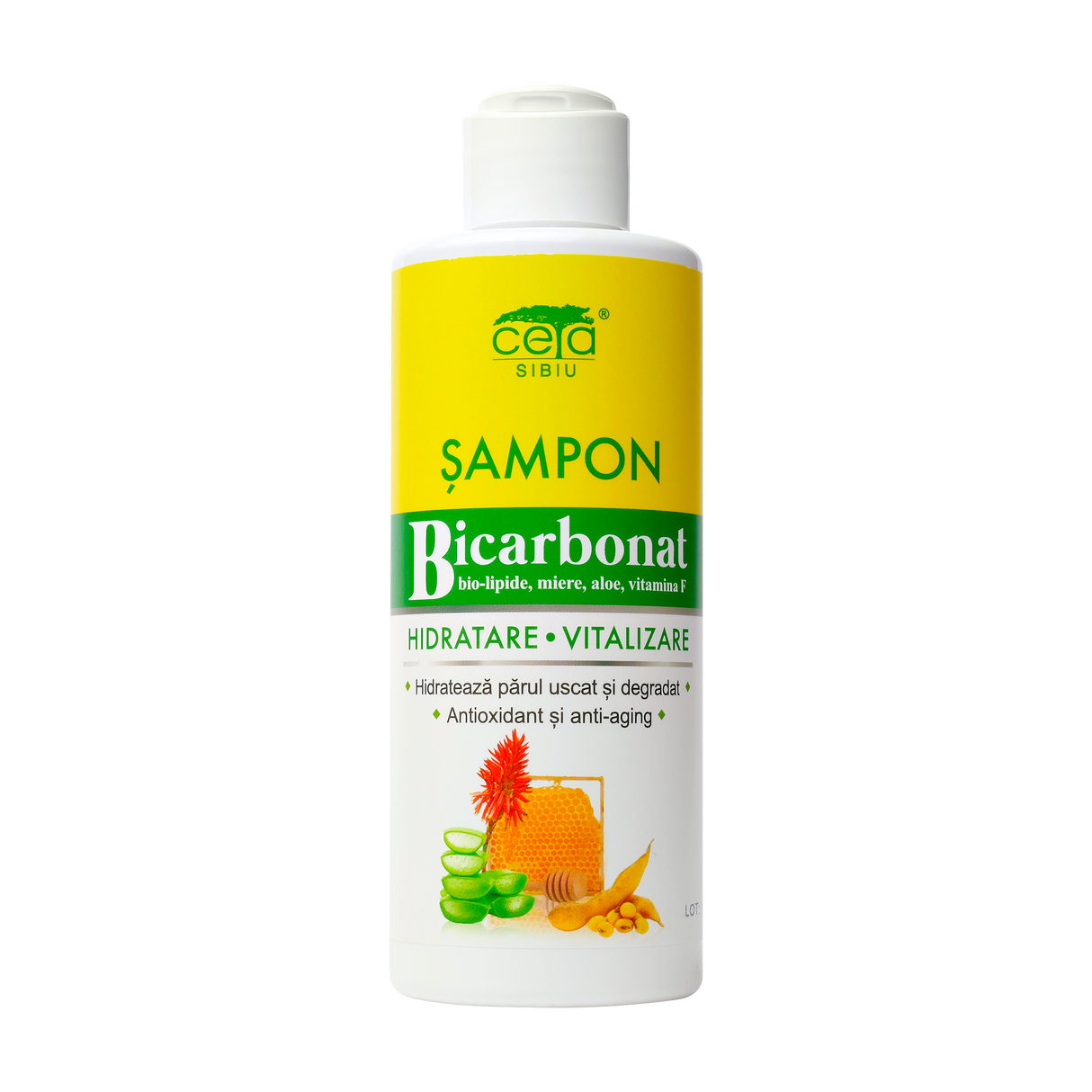 Sampon hidratare si vitalizare cu bicarbonat, bio-lipide, miere, aloe si vitamina F 200 ml
