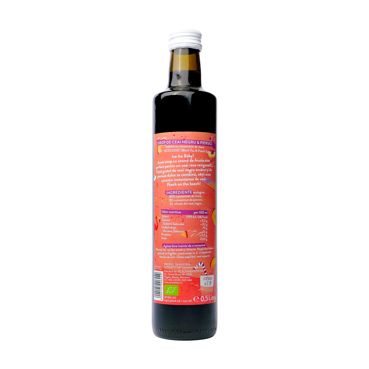 Sirop ice tea - ceai negru&piersici fara zahar (sticla) 500 ml
